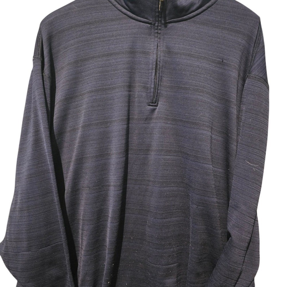 Haggar Mens 4X Quarter Zip Pullover Navy Blue Space Dye Mock Neck Sweater 4XL